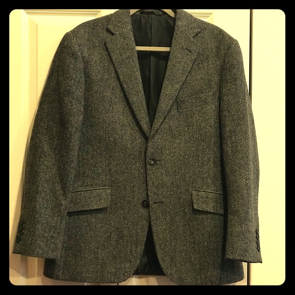 Men’s black and white woven wool blend blazer 40s